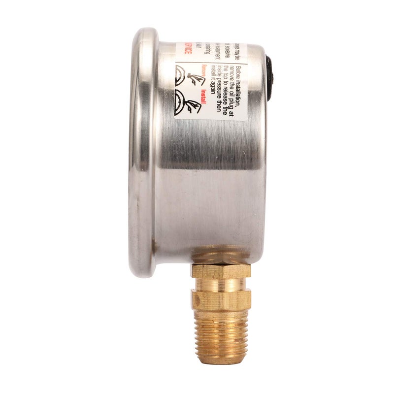 MEASUREMAN 1-1/2" Dial Size, Glycerin Filled Fuel Pressure Gauge, 304 Stainless Steel case, 0-15Psi, +/-3-2-3%, 1/8" NPT Lower Mount - Image 4